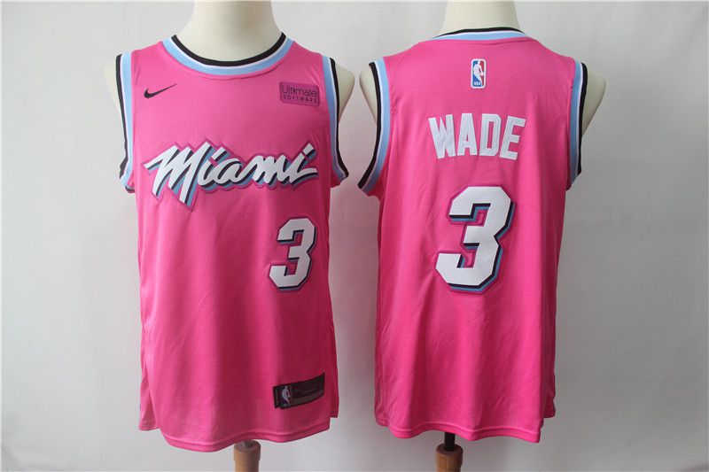 Men Miami Heat #3 Wade Pink City Edition Game Nike NBA Jerseys